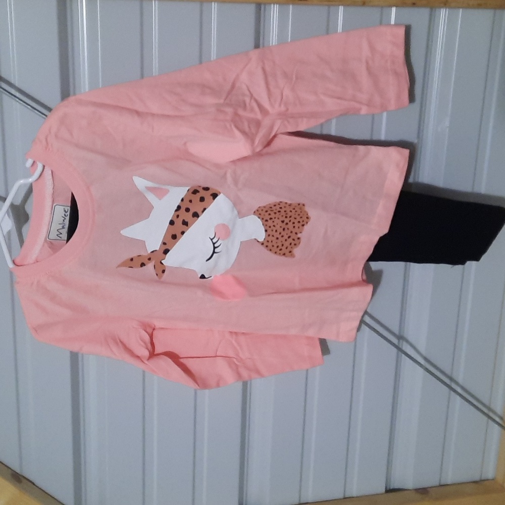 New 2 pc toddler Girl, Pink and black) Sz 5T